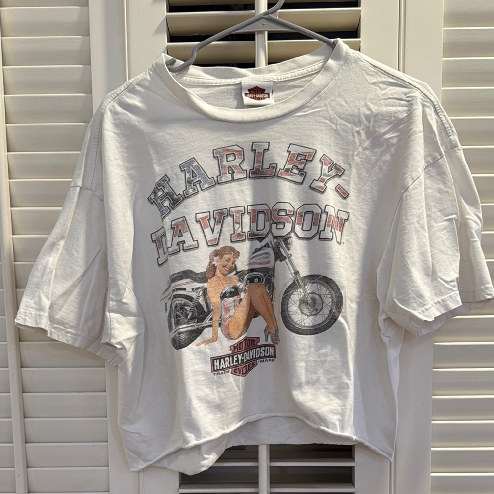 Harley-Davidson White and Gray Graphic Tee